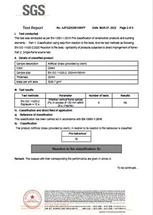 fire resistance Certification of Artificial Grass fire resistance Certification of Artificial Grass